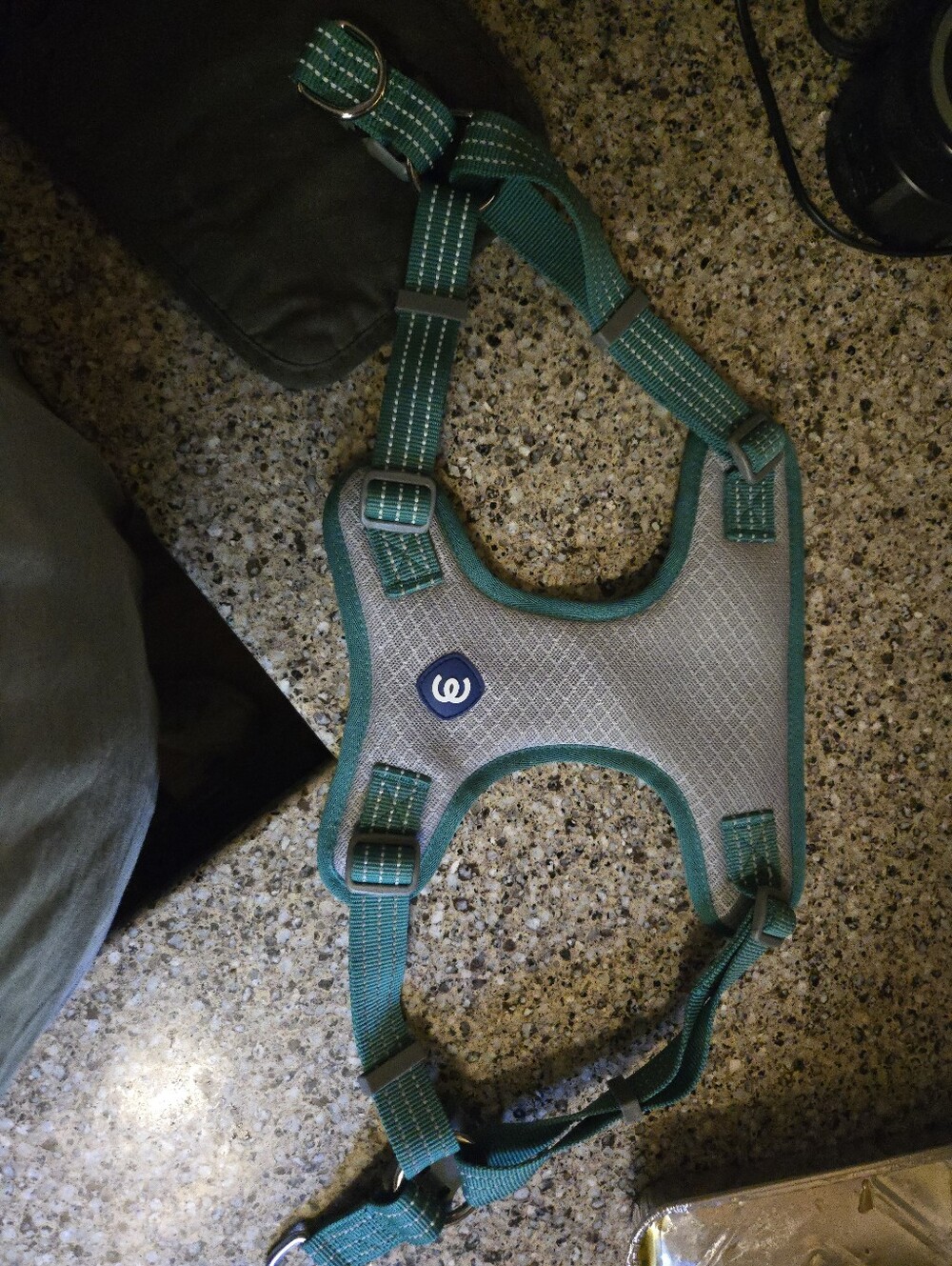 Teal & Gray Reflective Dog Harness with Logo
